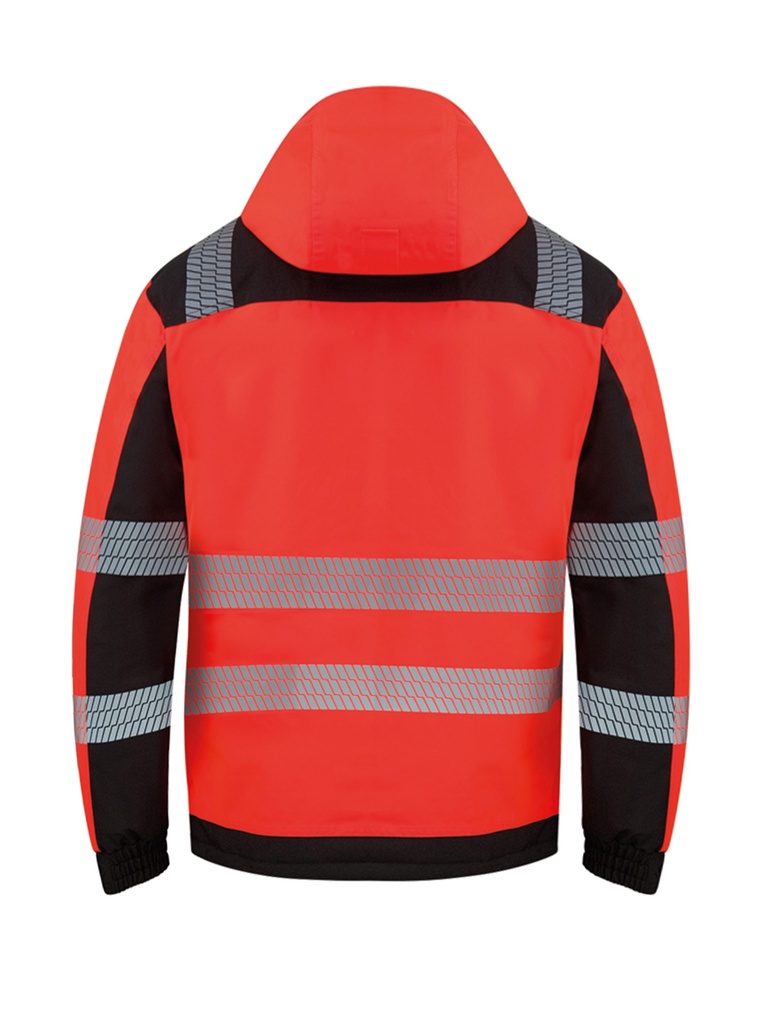 Korntex Hi-Vis Softshell Regenjacke EN 20471, schwarz/rot, S