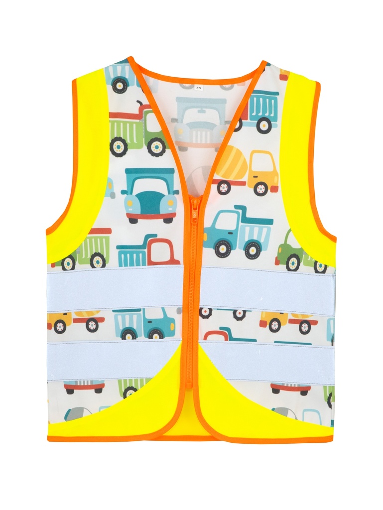 Korntex Kinder Funktionsweste Fahrzeuge, neongelb, XXS, Baufahrzeug