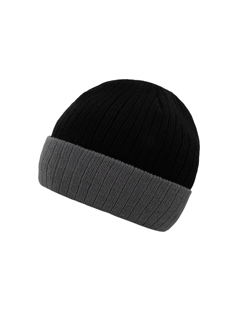 Korntex Beanie zwei farbig, schwarz/grau